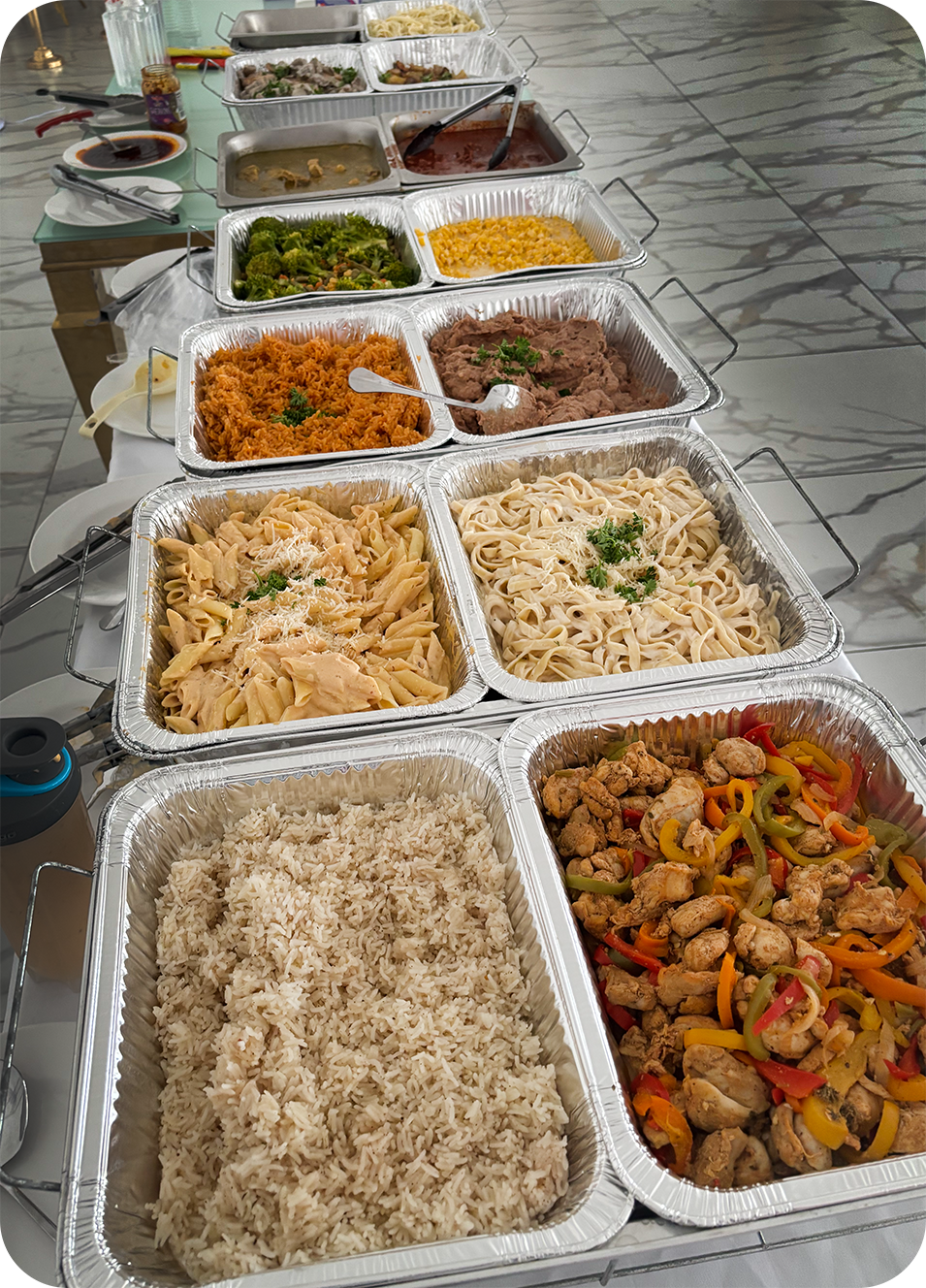 Buffet catering setup by Olive’s Lime